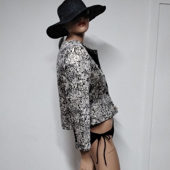 NEW Isaac Mizrahi for Target black Gold blazer Size M Medium Crop Dress Career 9 - Picture 5 of 16